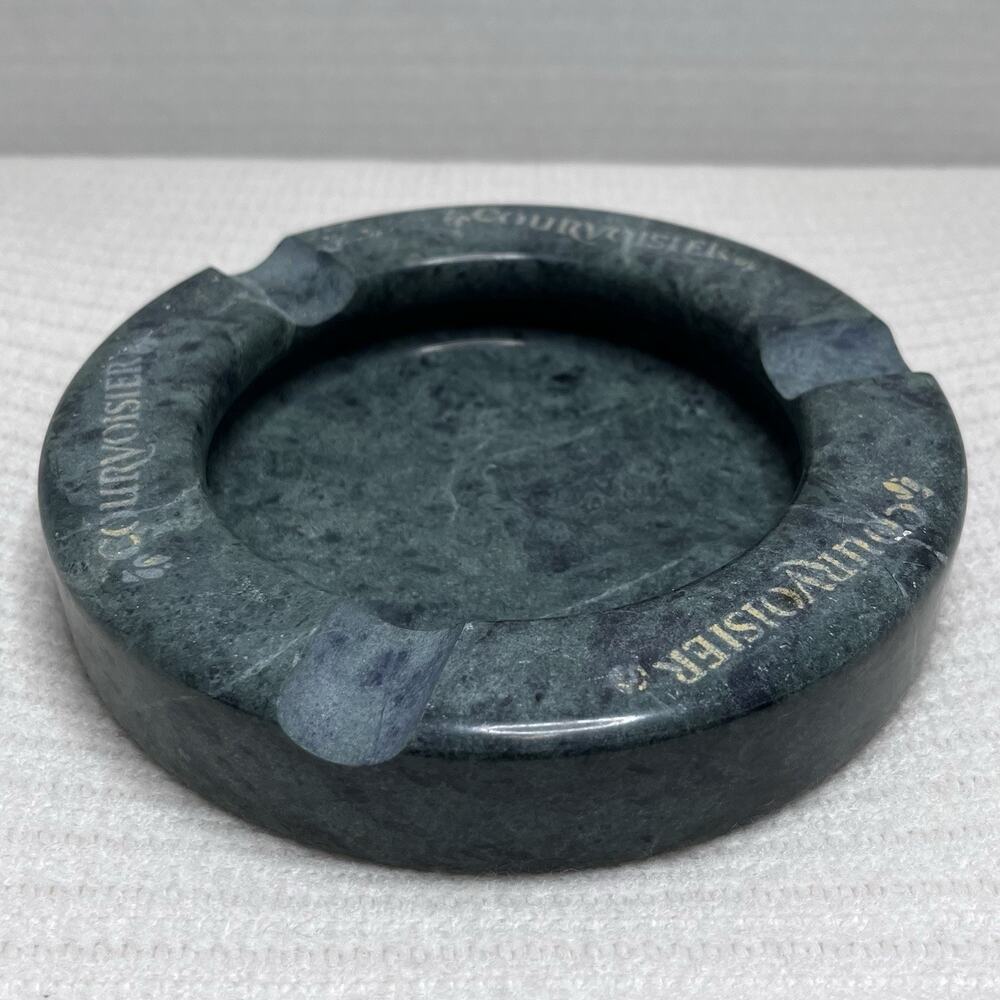 Courvoisier Marbled Green Heavy Marble Cigarette Cigar Ashtray 6” Diameter Round